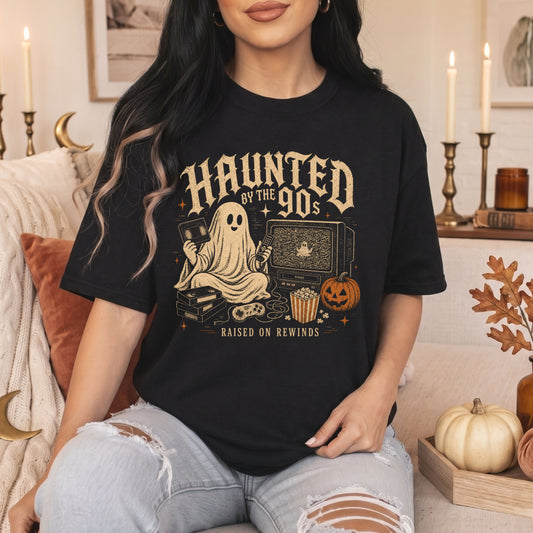 Haunted by the 90s retro Halloween ghost graphic T-shirt