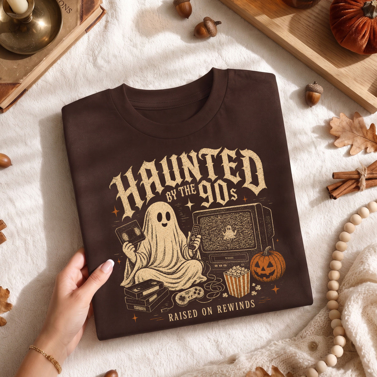 Haunted by the 90s retro Halloween ghost graphic T-shirt