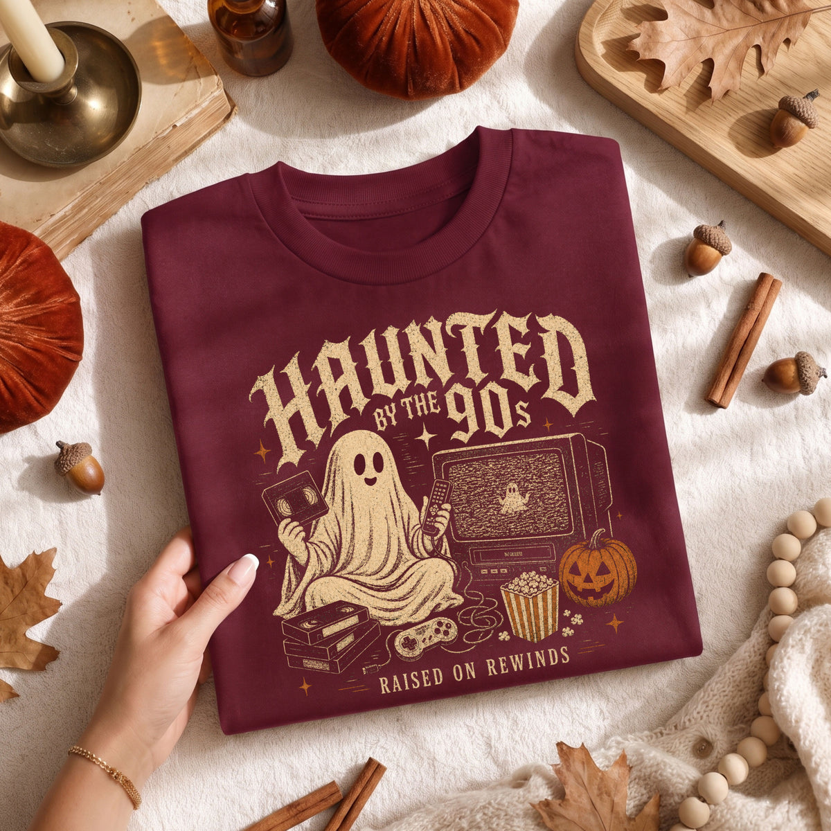 Haunted by the 90s retro Halloween ghost graphic T-shirt