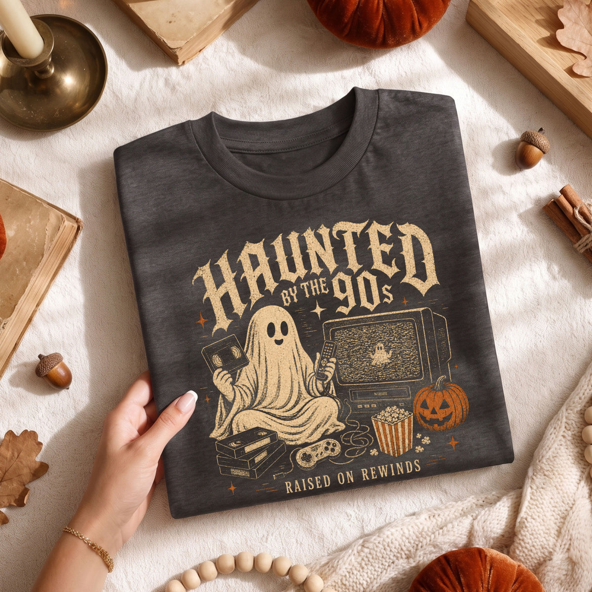 Haunted by the 90s retro Halloween ghost graphic T-shirt