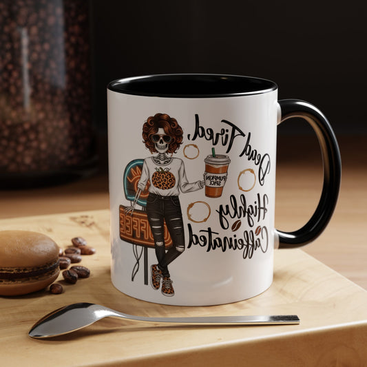 Dead Tired Highly Caffeinated Accent Mug – Pumpkin Spice Coffee Lover Fall Cup