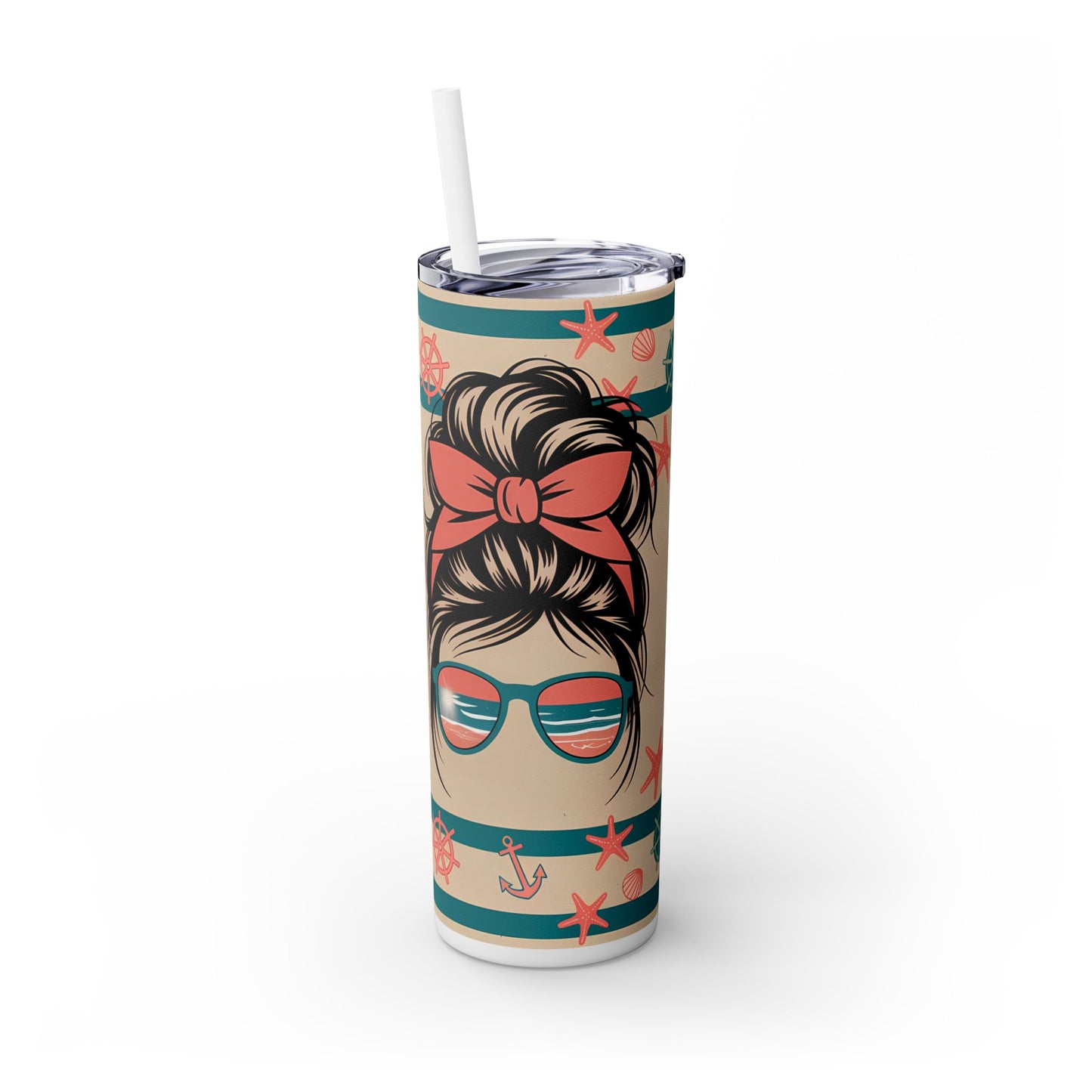 Beach Babe Skinny Tumbler with Straw - 20oz
