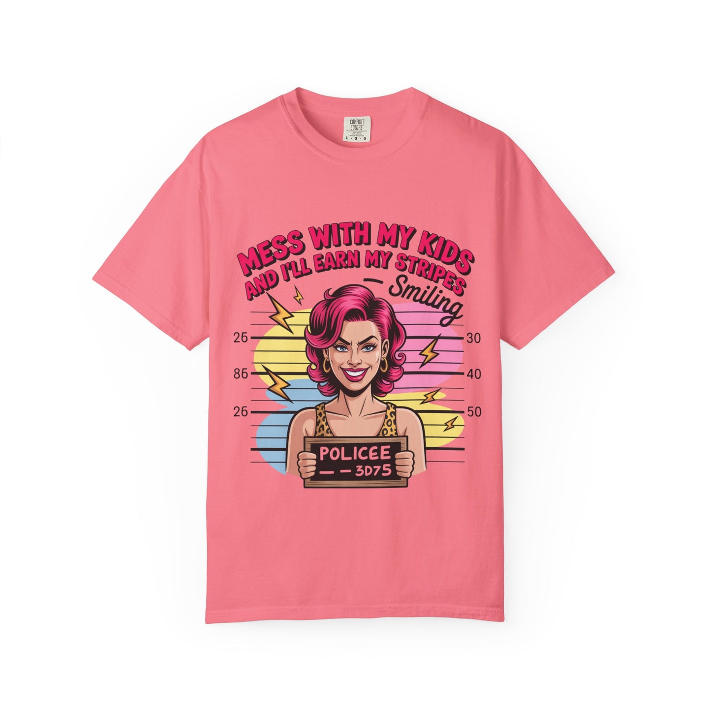 Funny "Mess with My Kids and I'll Earn My Stripes" Graphic Tee