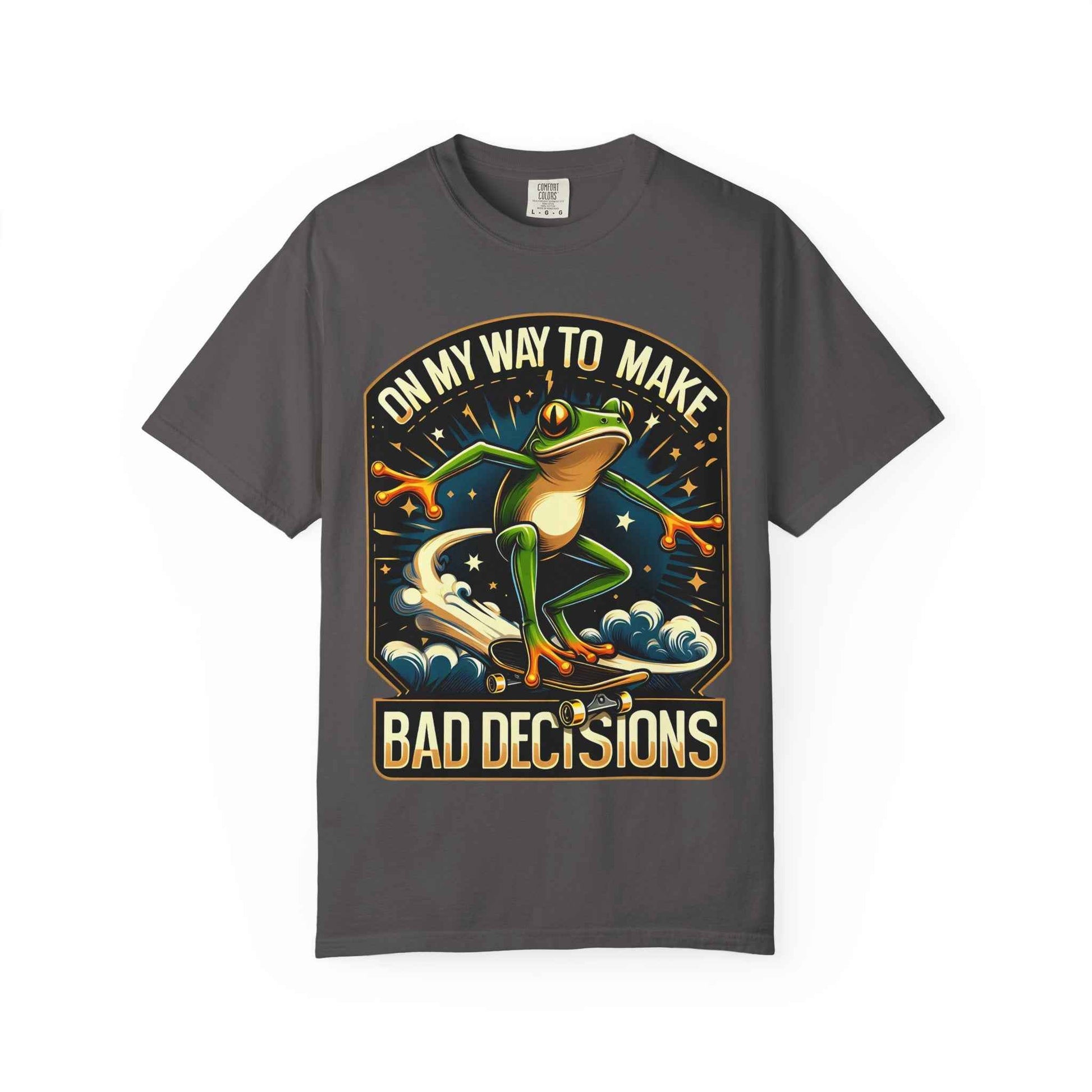 Fun Graphic Frog T-shirt - "On My Way to Make Bad Decisions"