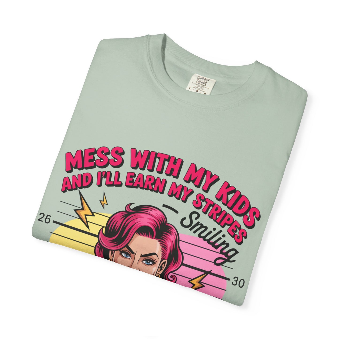 Funny "Mess with My Kids and I'll Earn My Stripes" Graphic Tee
