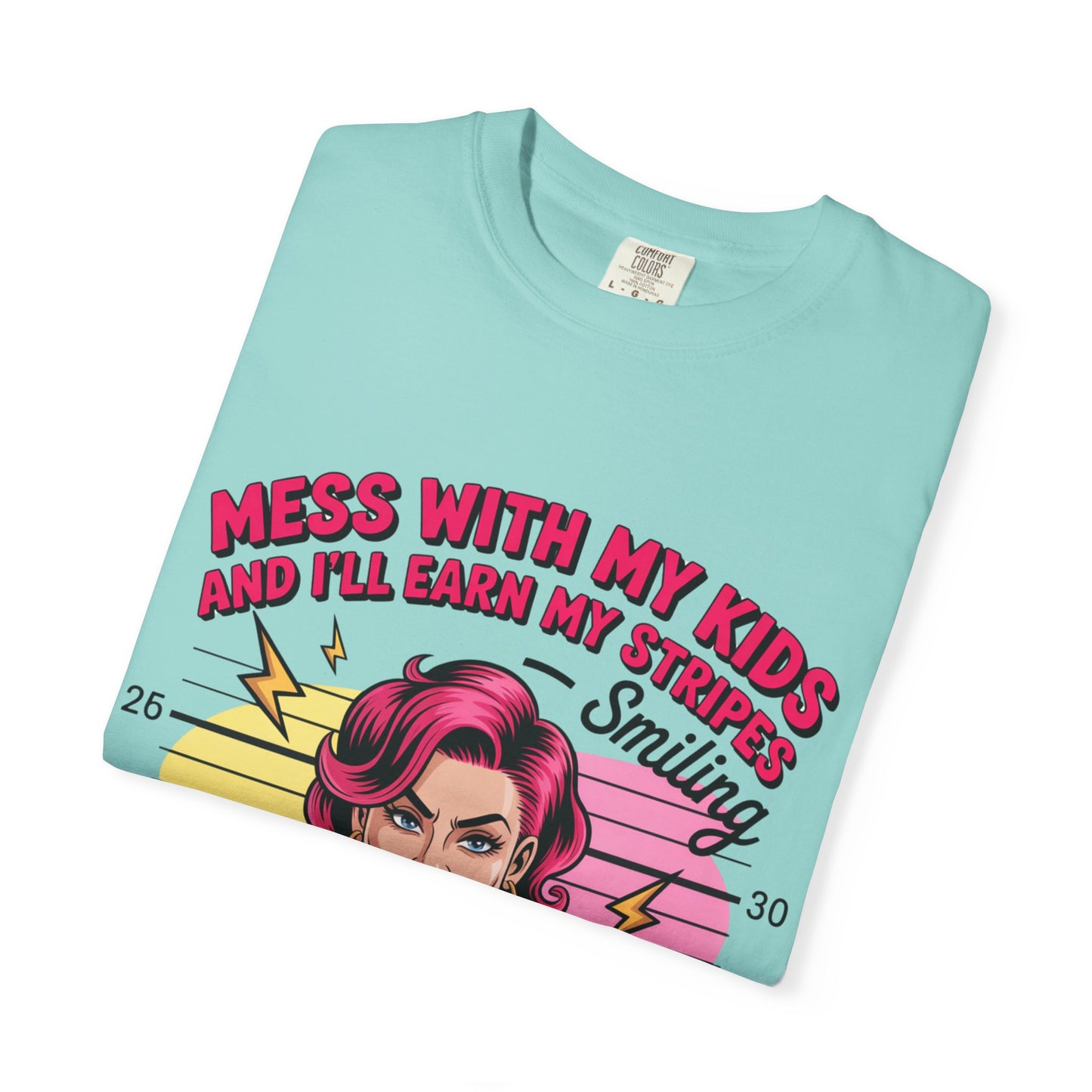 Funny "Mess with My Kids and I'll Earn My Stripes" Graphic Tee