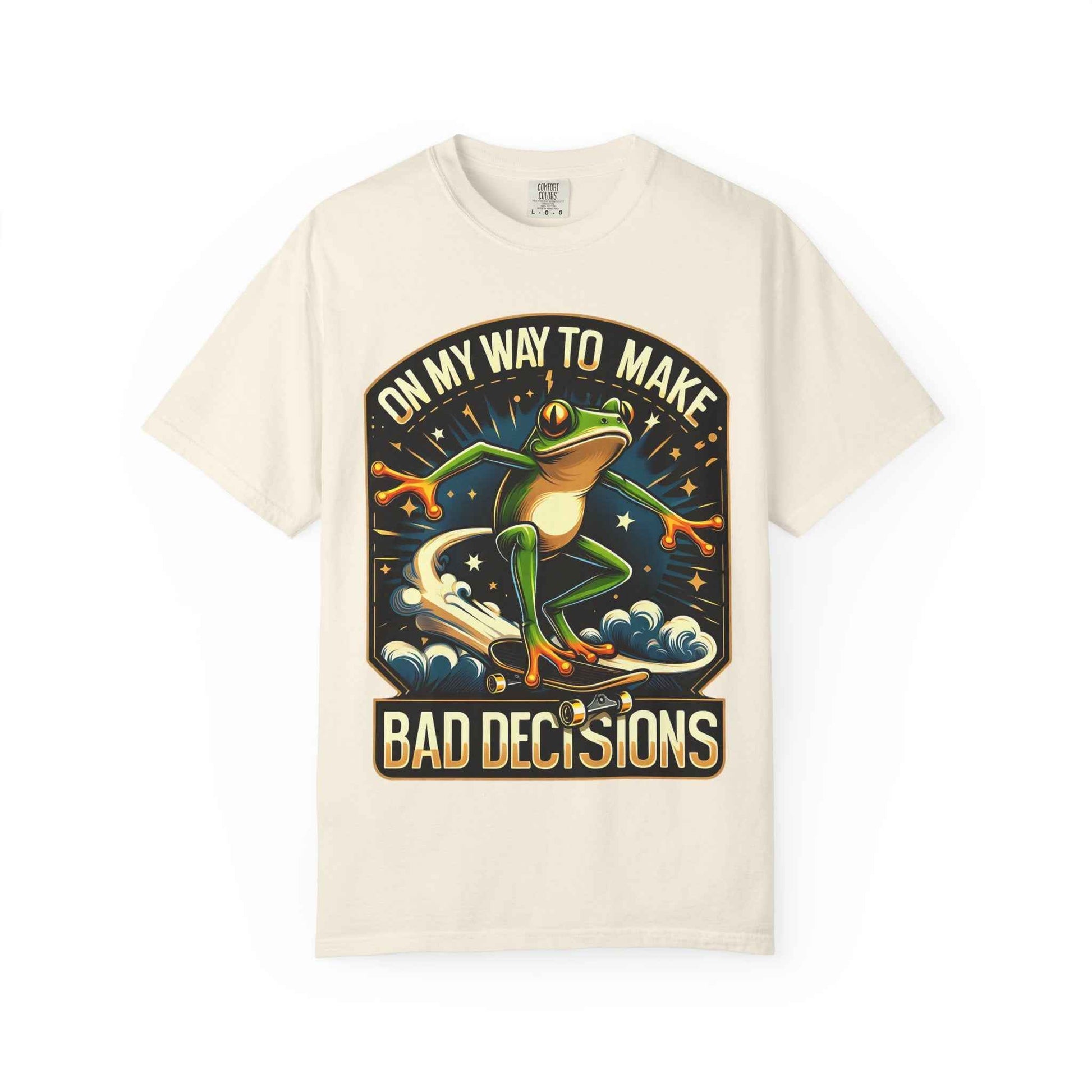 Fun Graphic Frog T-shirt - "On My Way to Make Bad Decisions"
