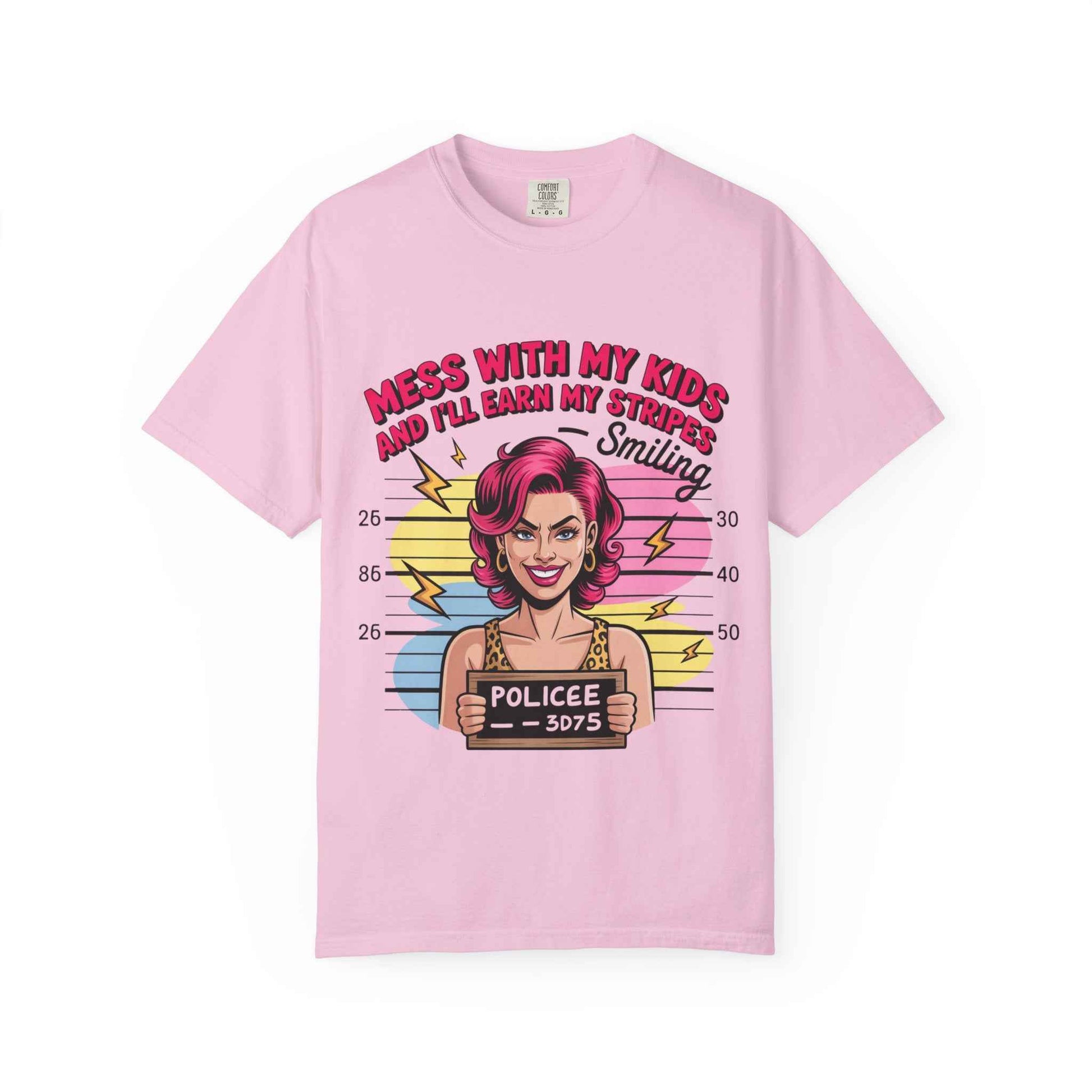 Funny "Mess with My Kids and I'll Earn My Stripes" Graphic Tee
