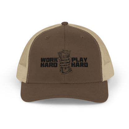 Work Hard Play Hard Snapback Trucker Cap