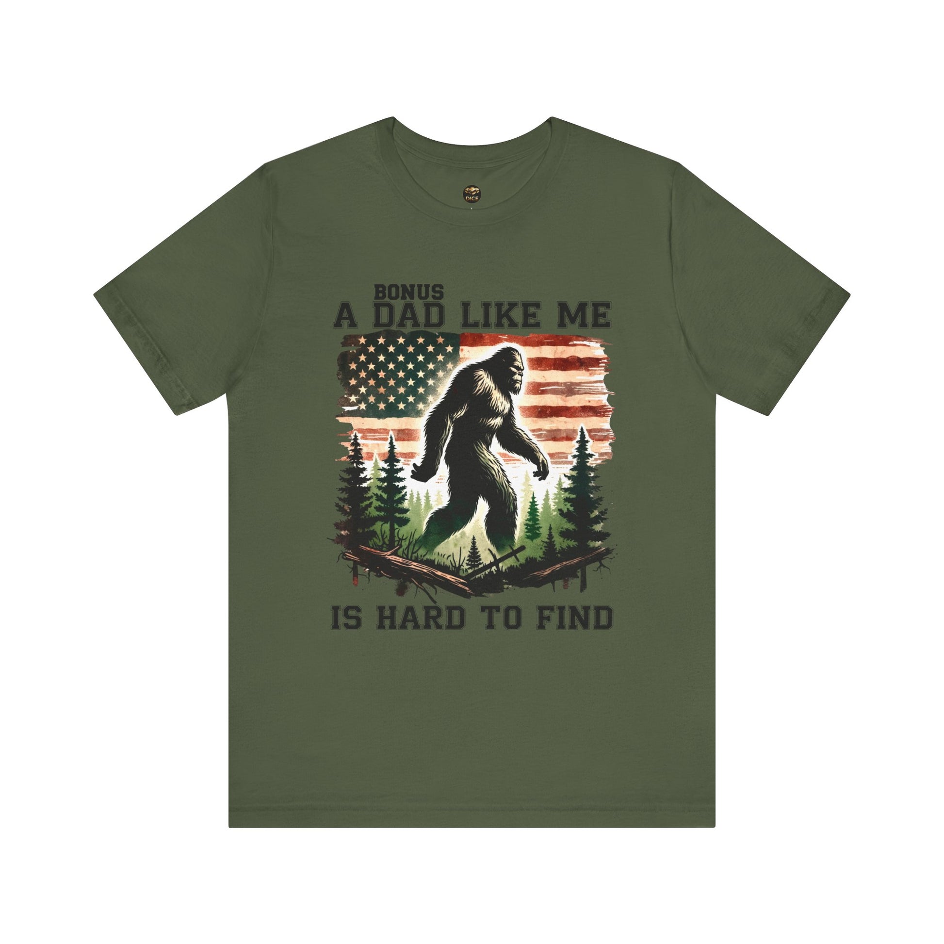 Bonus Dad Like Me Is Hard to Find Bigfoot T-Shirt | Funny Stepdad Sasquatch Shirt - Designs By Dice