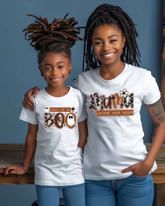 Mama & Mini Boo Crew | Cute Mama Loves Her Boos Graphic Tee Set