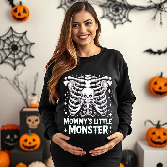 Dark Color Maternity Halloween Shirts & Sweatshirts – Spooky Pregnant Mom Graphic Tees