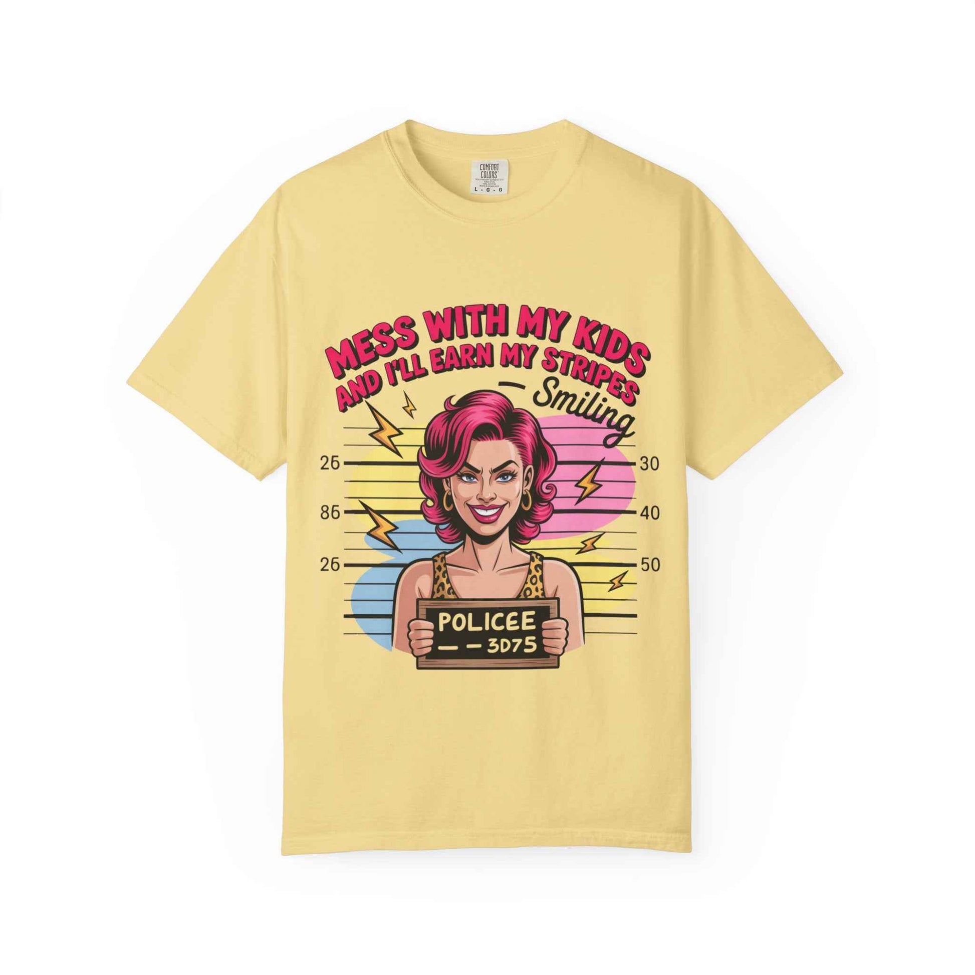 Funny "Mess with My Kids and I'll Earn My Stripes" Graphic Tee