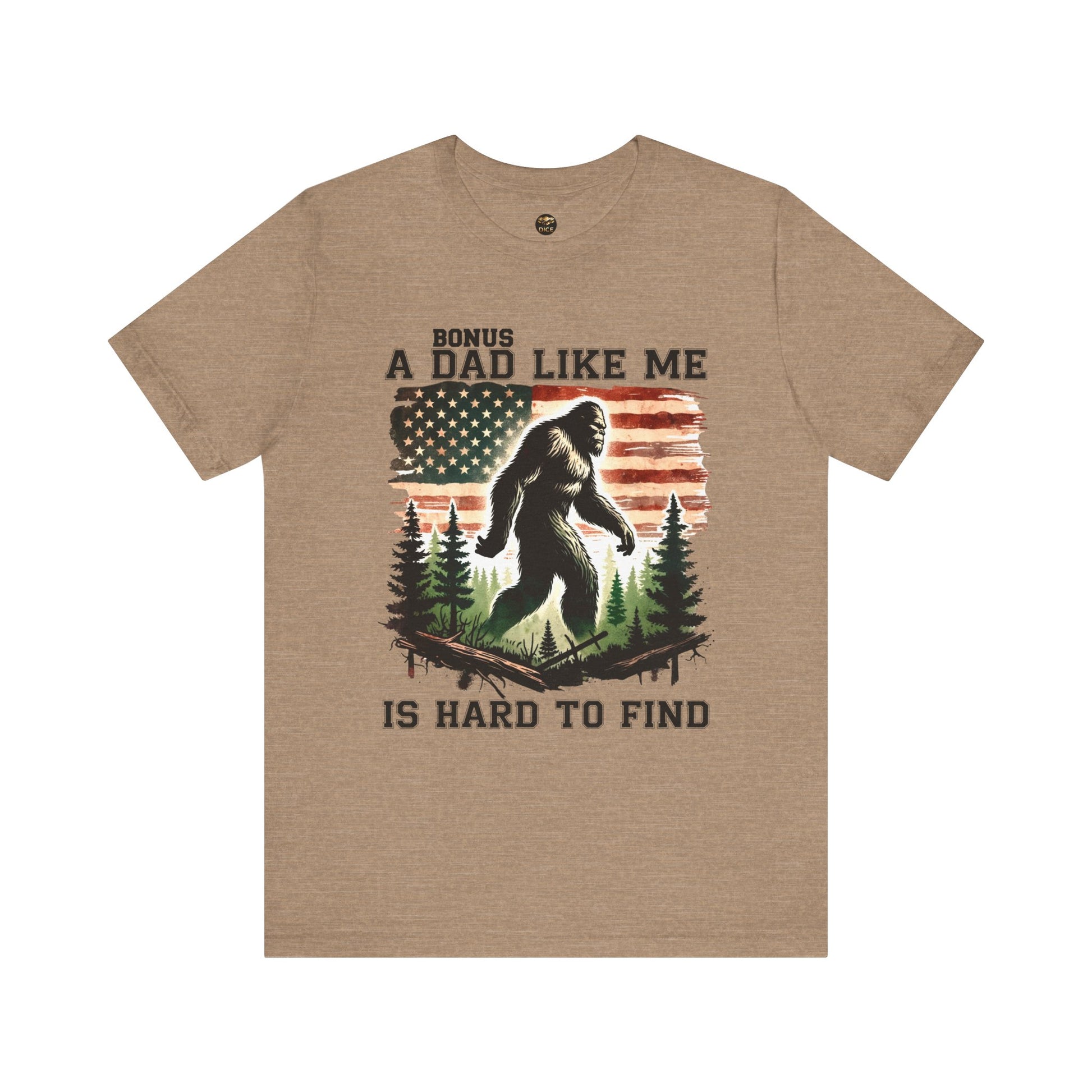 Bonus Dad Like Me Is Hard to Find Bigfoot T-Shirt | Funny Stepdad Sasquatch Shirt - Designs By Dice