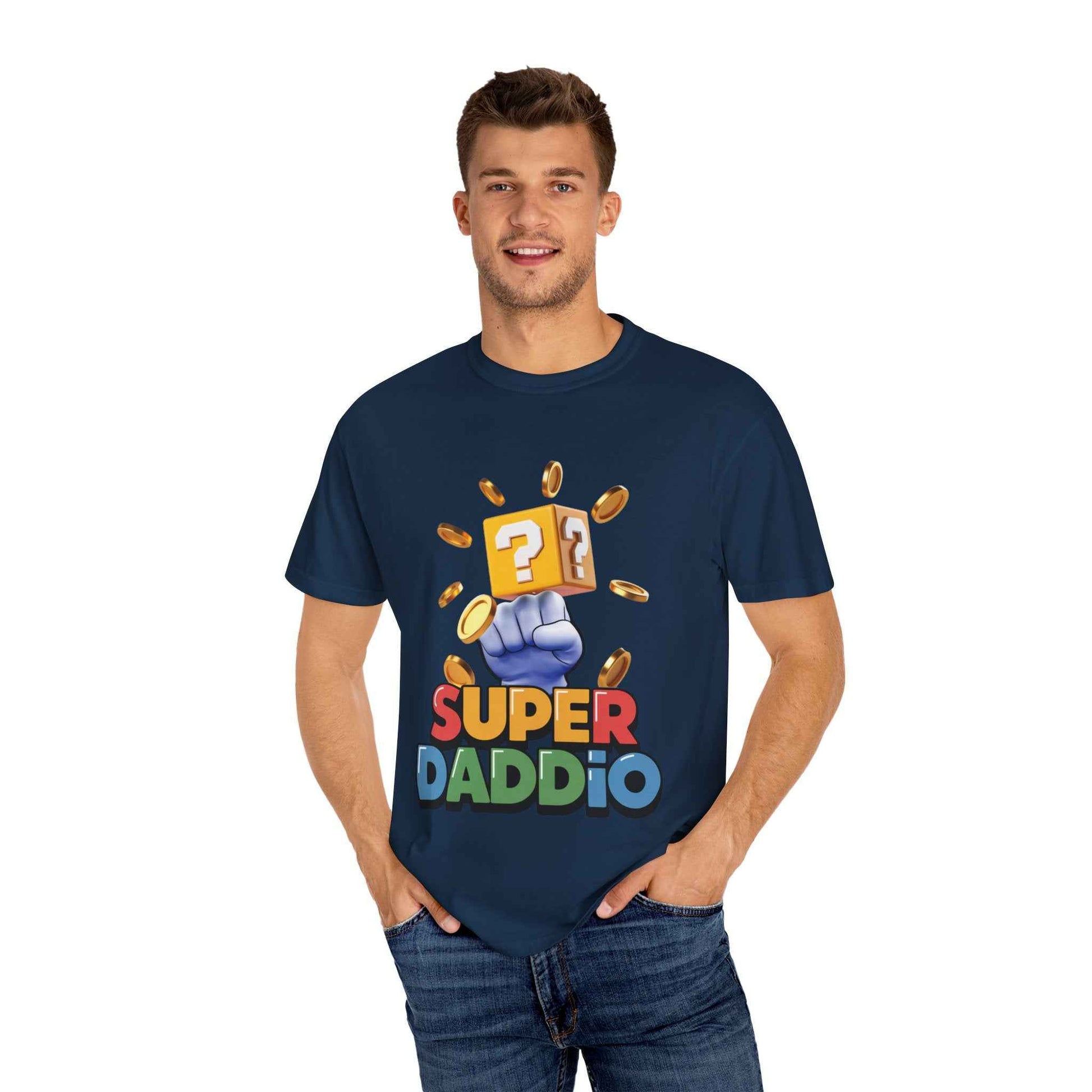 Super Daddio Garment-Dyed T-Shirt - Fun Gaming Tee for Dads