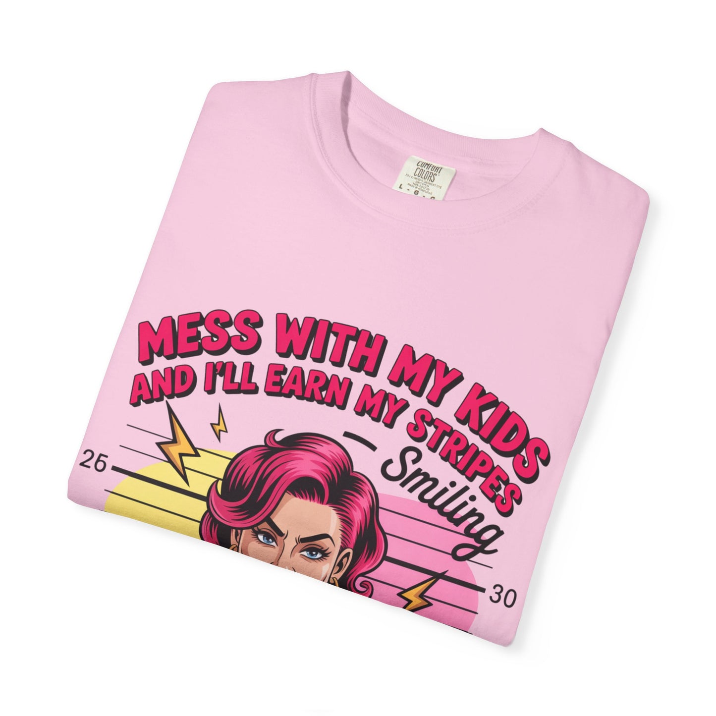 Funny "Mess with My Kids and I'll Earn My Stripes" Graphic Tee
