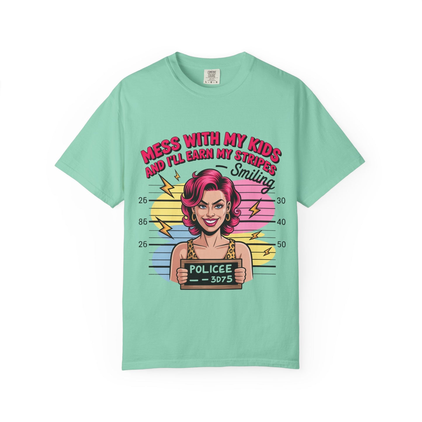 Funny "Mess with My Kids and I'll Earn My Stripes" Graphic Tee