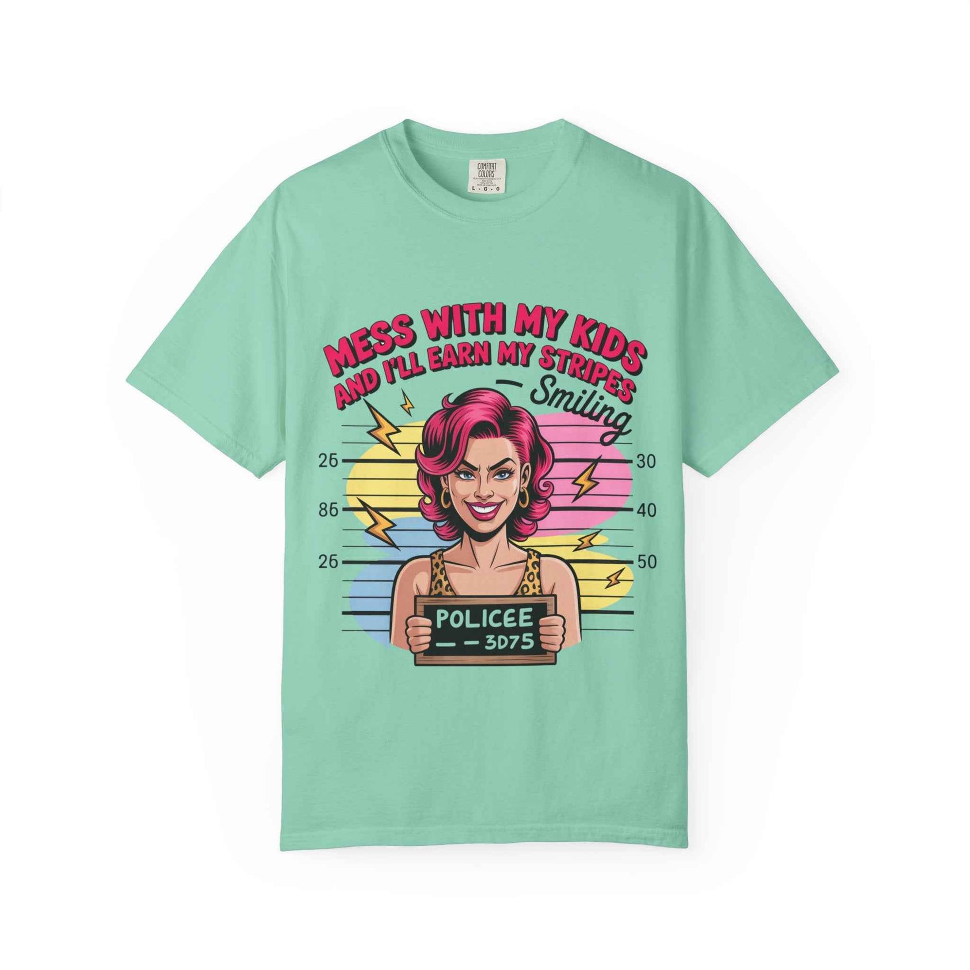 Funny "Mess with My Kids and I'll Earn My Stripes" Graphic Tee