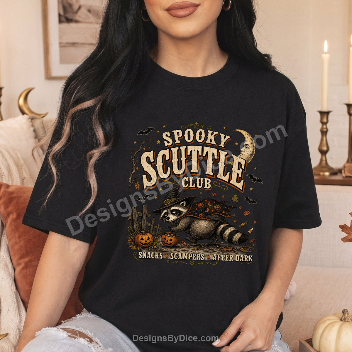 Spooky Scuttle Club Shirt | Halloween Raccoon Graphic Tee