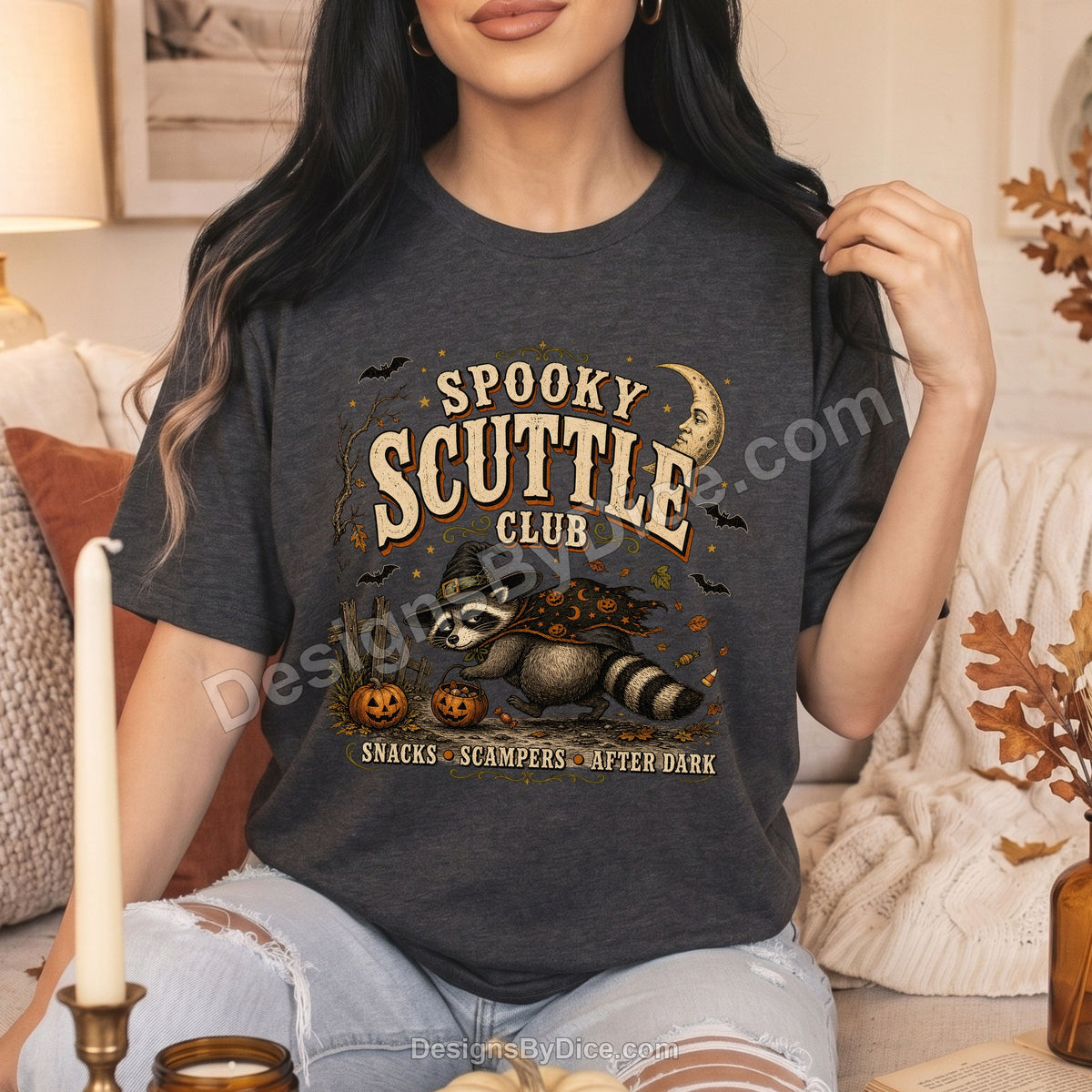 Spooky Scuttle Club Shirt | Halloween Raccoon Graphic Tee