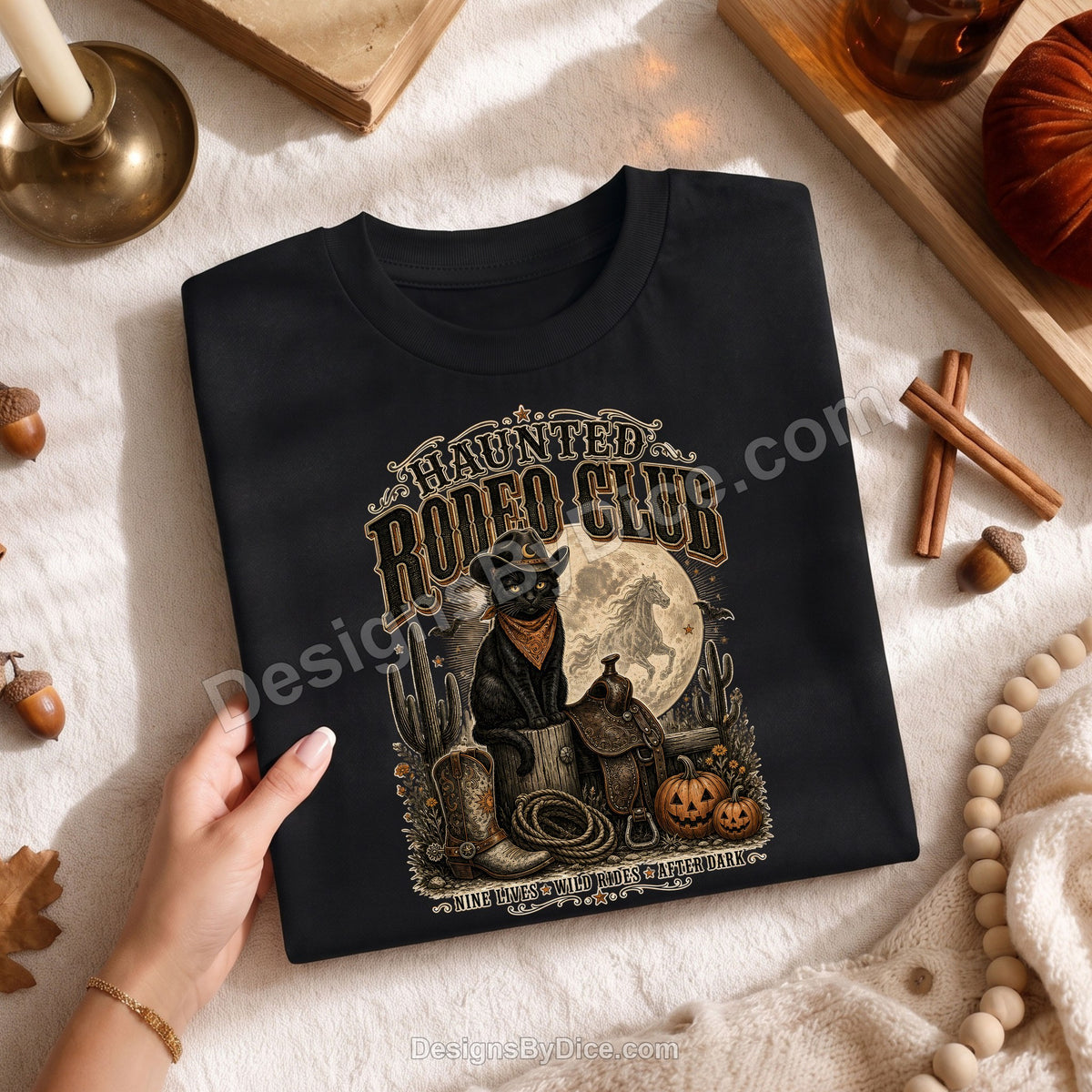 Haunted Rodeo Club Shirt | Western Black Cat Halloween Tee