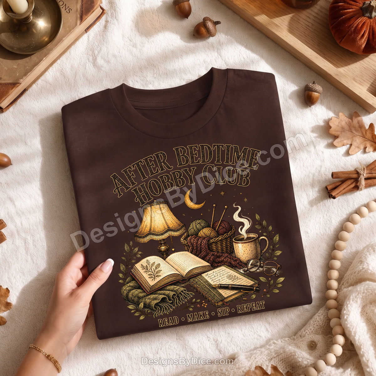 After Bedtime Hobby Club Tee | Cozy Reading & Knitting Shirt