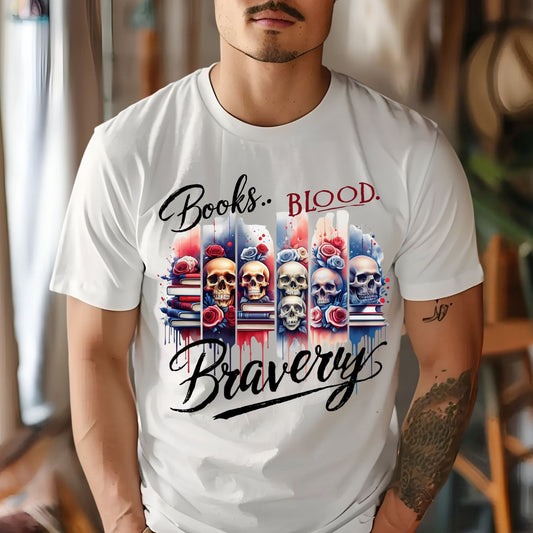 Books Blood & Bravery Shirt | Dark Fantasy Book Lover Graphic Tee