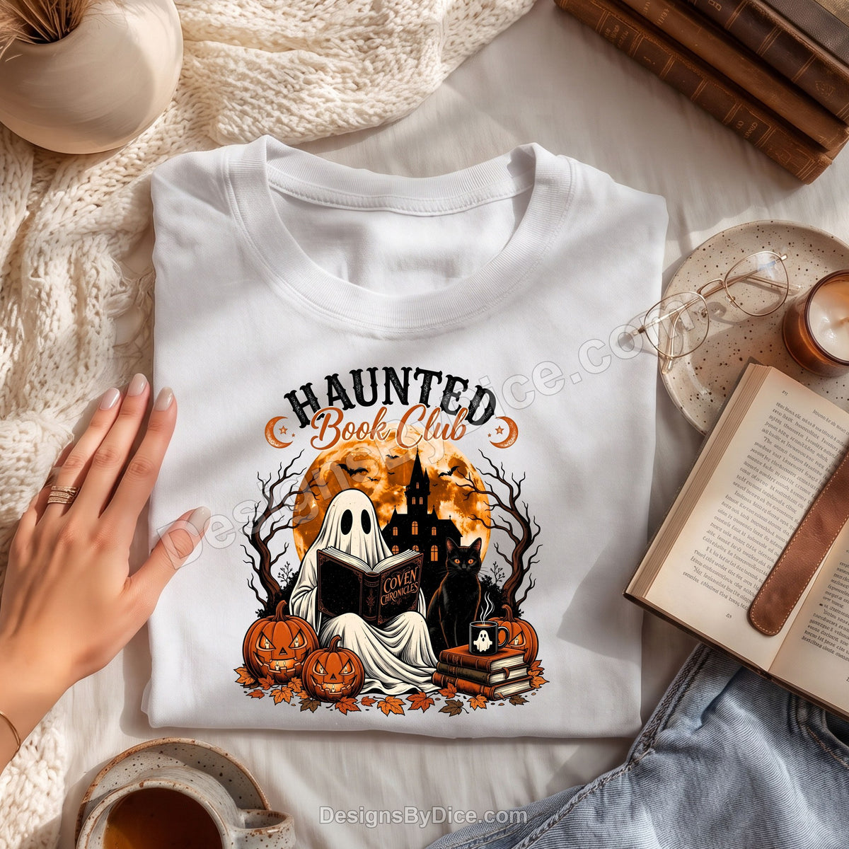 Haunted Book Club Shirt | Ghost Book Lover Halloween Graphic Tee