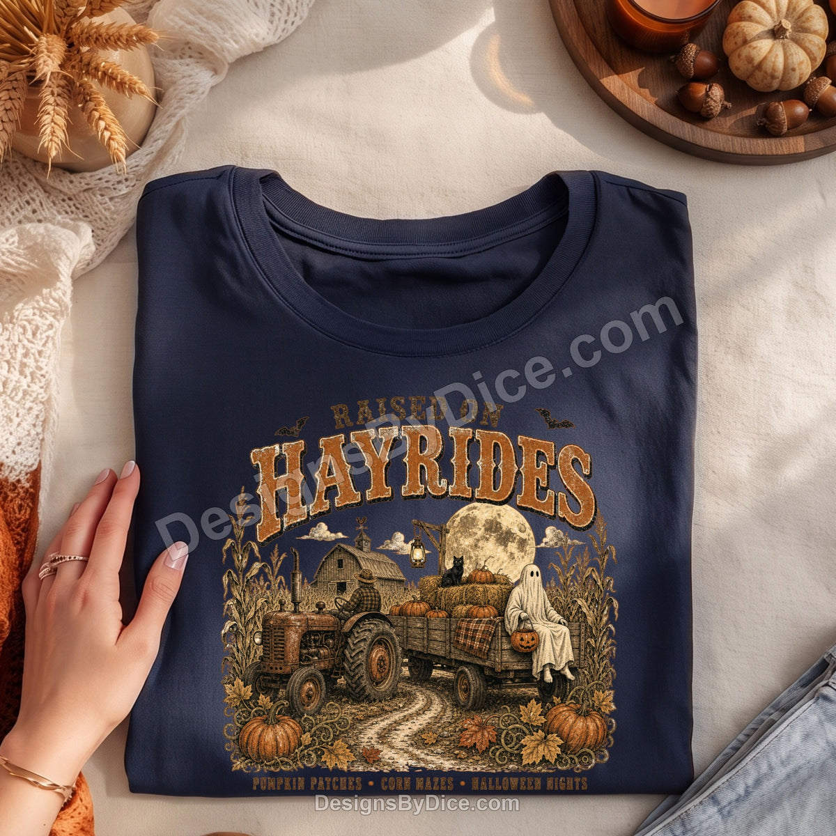 Raised on Hayrides Shirt | Vintage Halloween Farm Graphic Tee