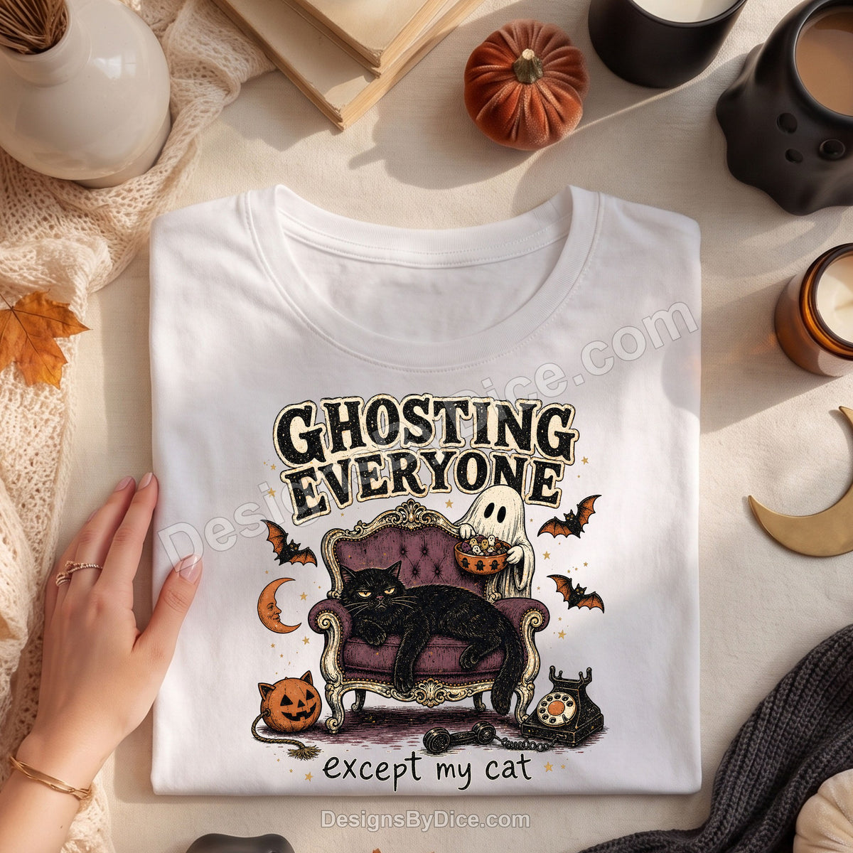 Ghosting Everyone Except My Cat Tee | Funny Introvert Cat Lover Shirt