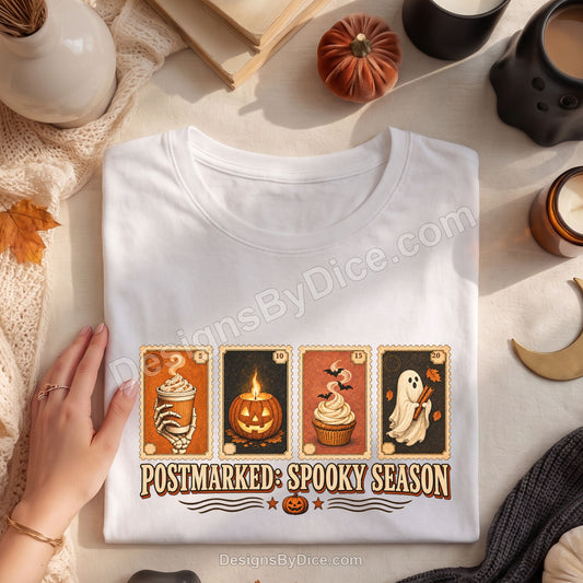 Postmarked Spooky Season Shirt | Vintage Halloween Stamp Graphic Tee