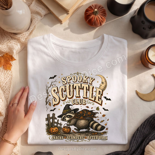 Spooky Scuttle Club Shirt | Halloween Raccoon Graphic Tee