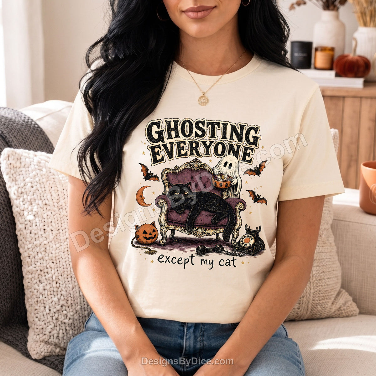 Ghosting Everyone Except My Cat Tee | Funny Introvert Cat Lover Shirt