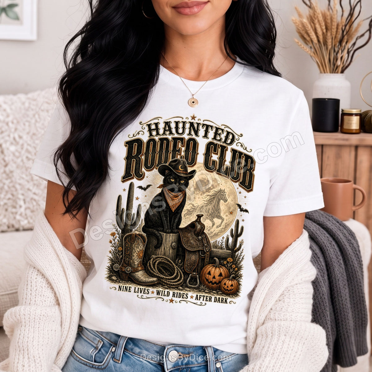 Haunted Rodeo Club Shirt | Western Black Cat Halloween Tee