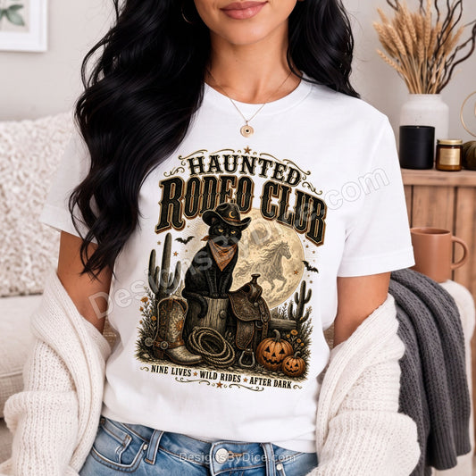 Haunted Rodeo Club Shirt | Western Black Cat Halloween Tee