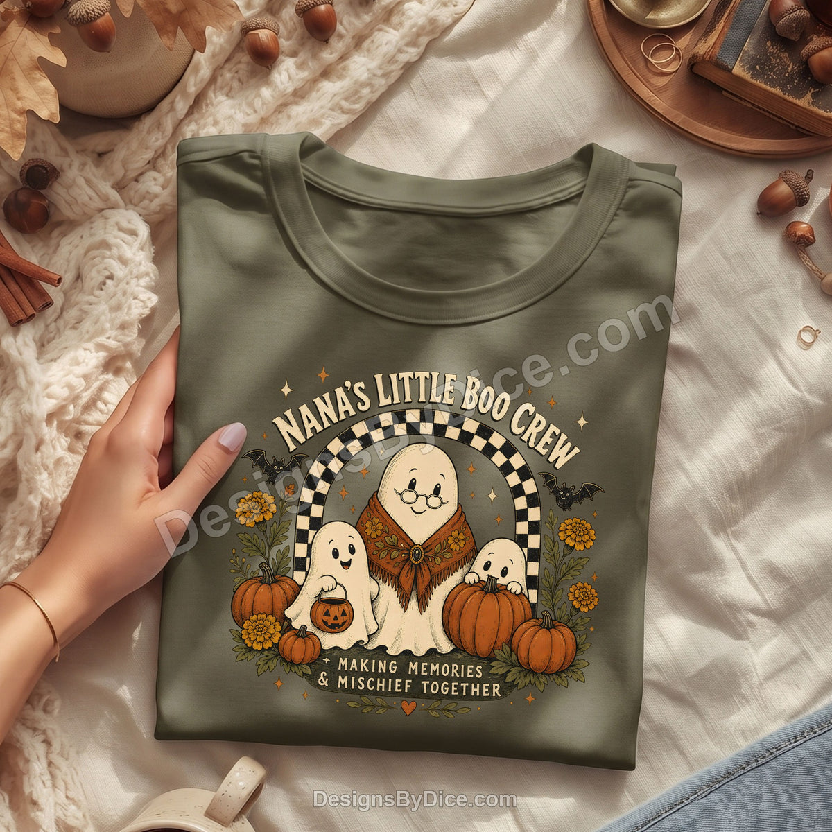 Nana's Little Boo Crew Shirt | Cute Halloween Nana Graphic Tee