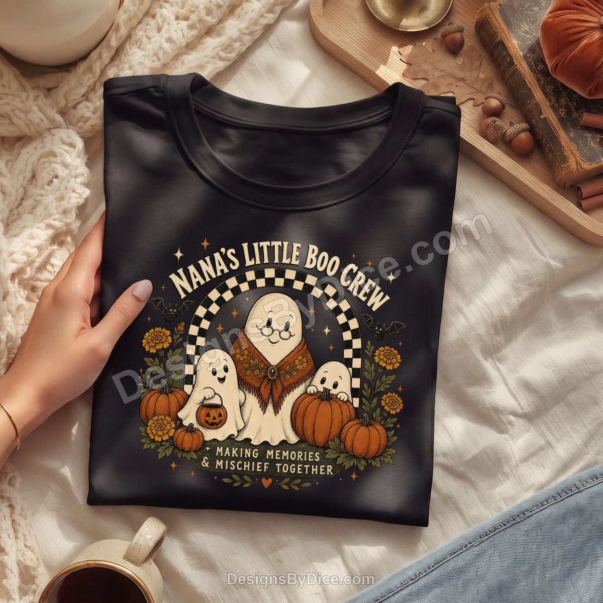 Nana's Little Boo Crew Shirt | Cute Halloween Nana Graphic Tee