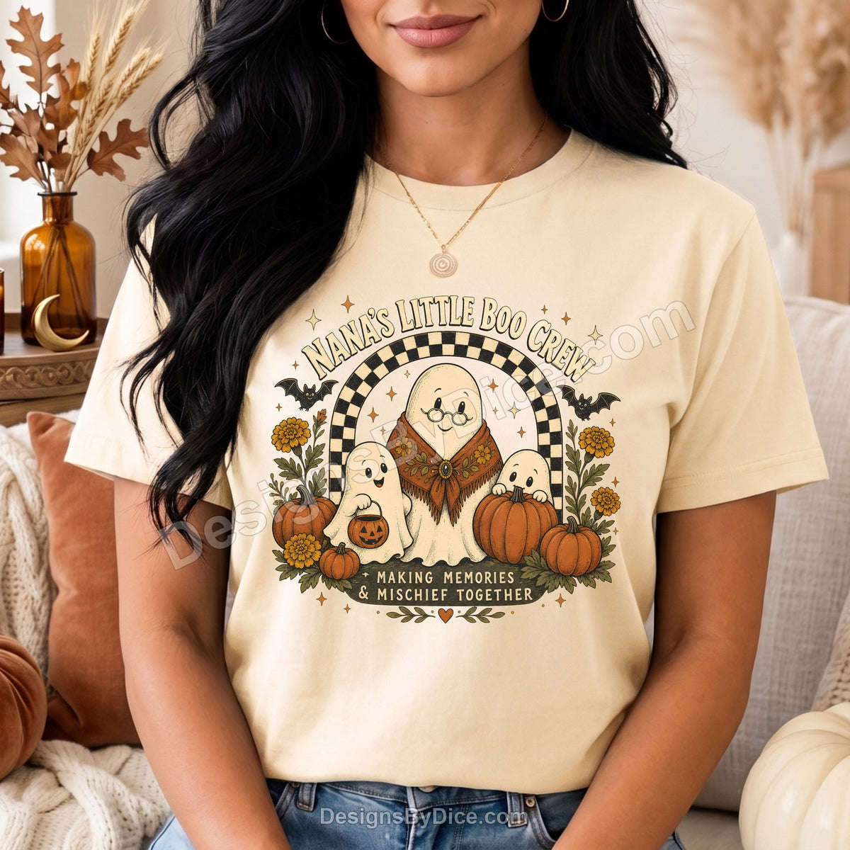 Nana's Little Boo Crew Shirt | Cute Halloween Nana Graphic Tee