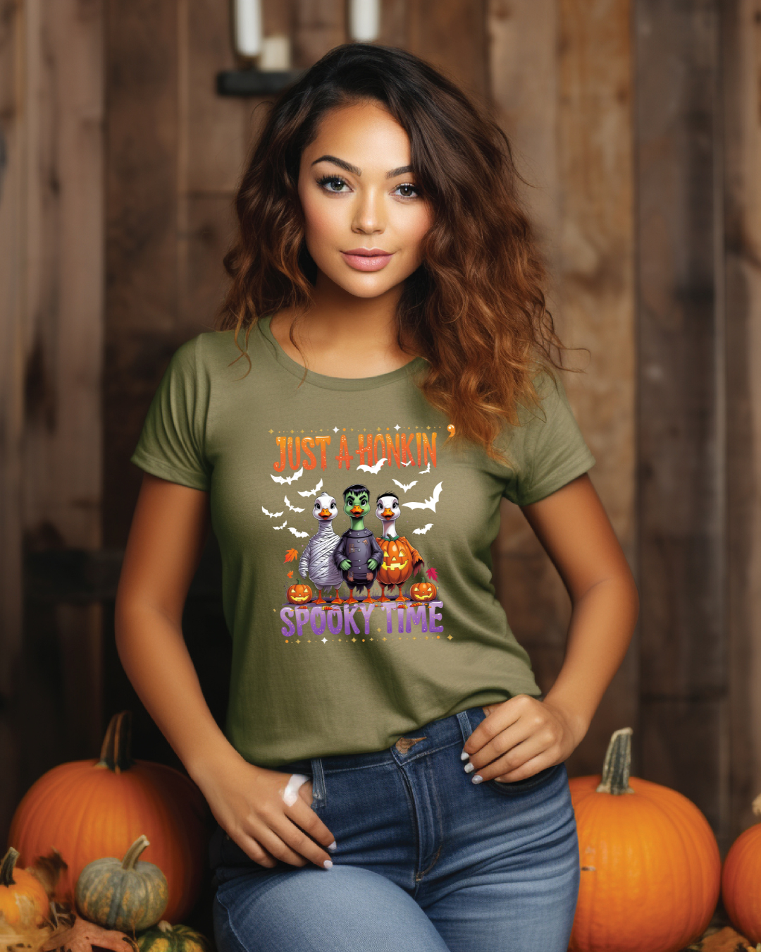 Spooky Tee - Just A Honkin Spooky Time (White Bats)