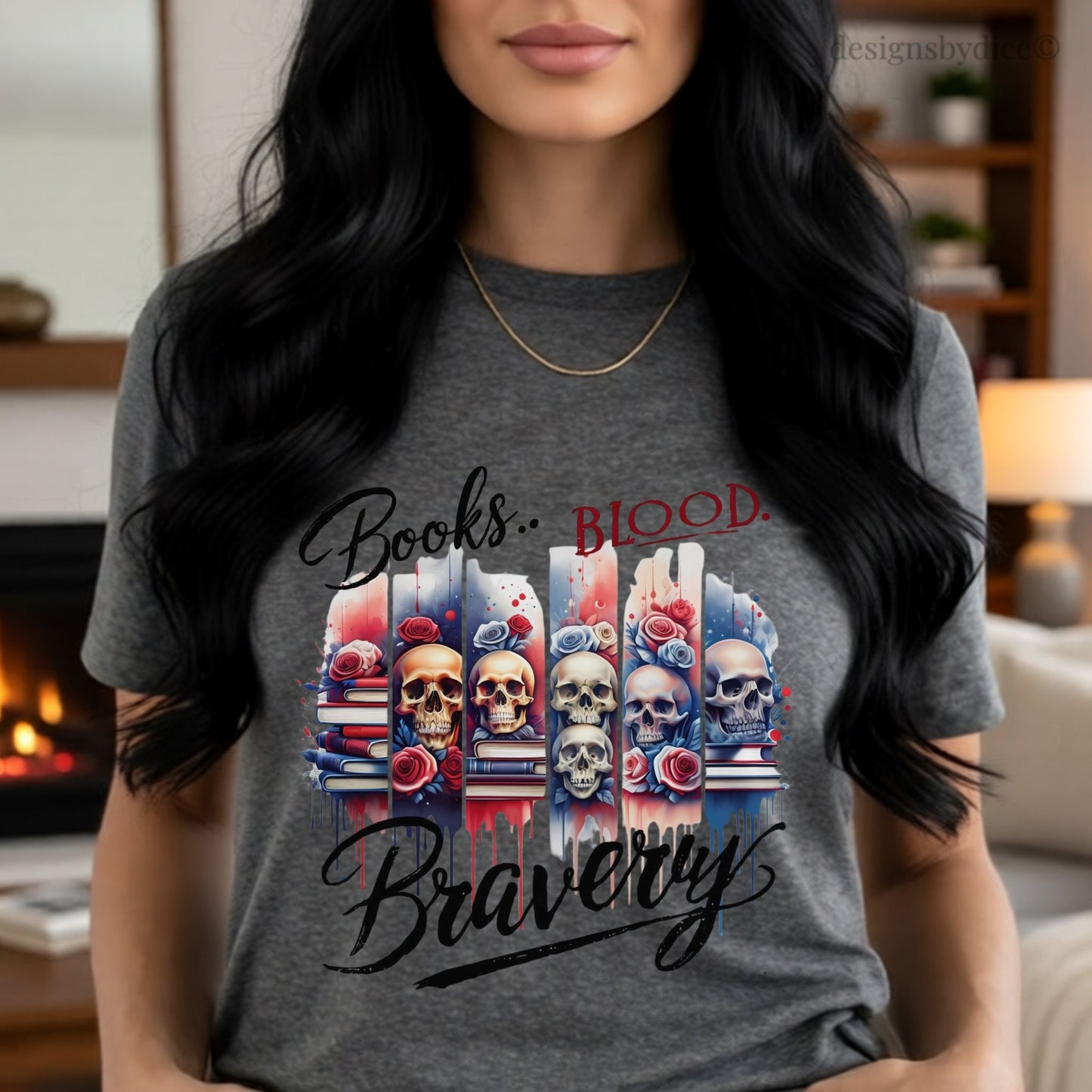 Books Blood & Bravery Shirt | Dark Fantasy Book Lover Graphic Tee