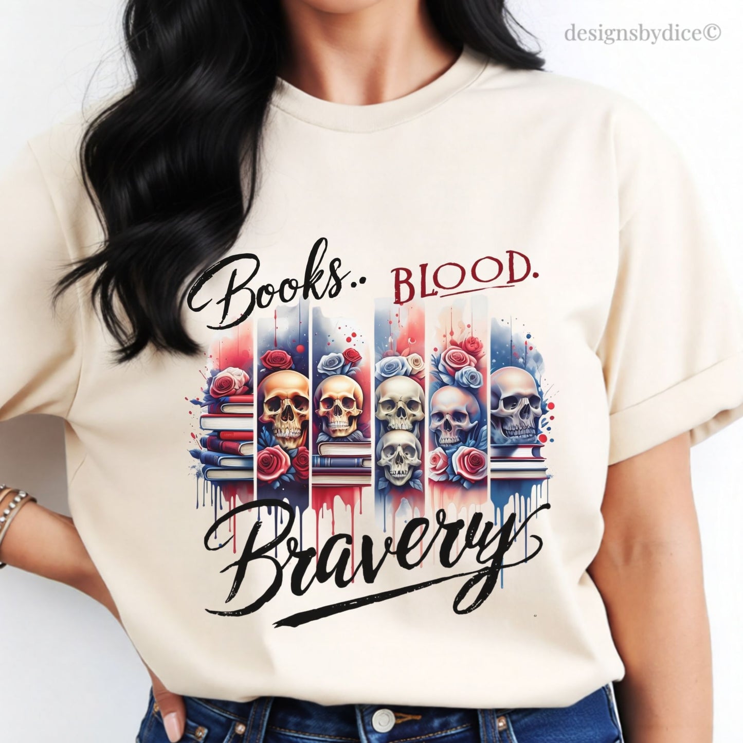 Books Blood & Bravery Shirt | Dark Fantasy Book Lover Graphic Tee