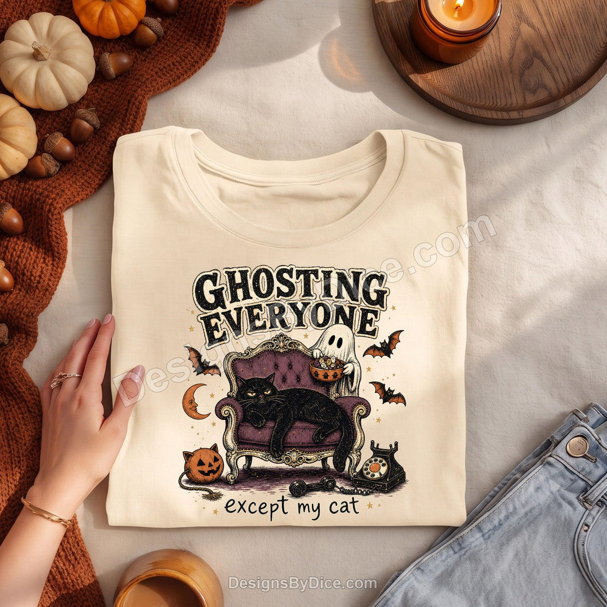Ghosting Everyone Except My Cat Tee | Funny Introvert Cat Lover Shirt